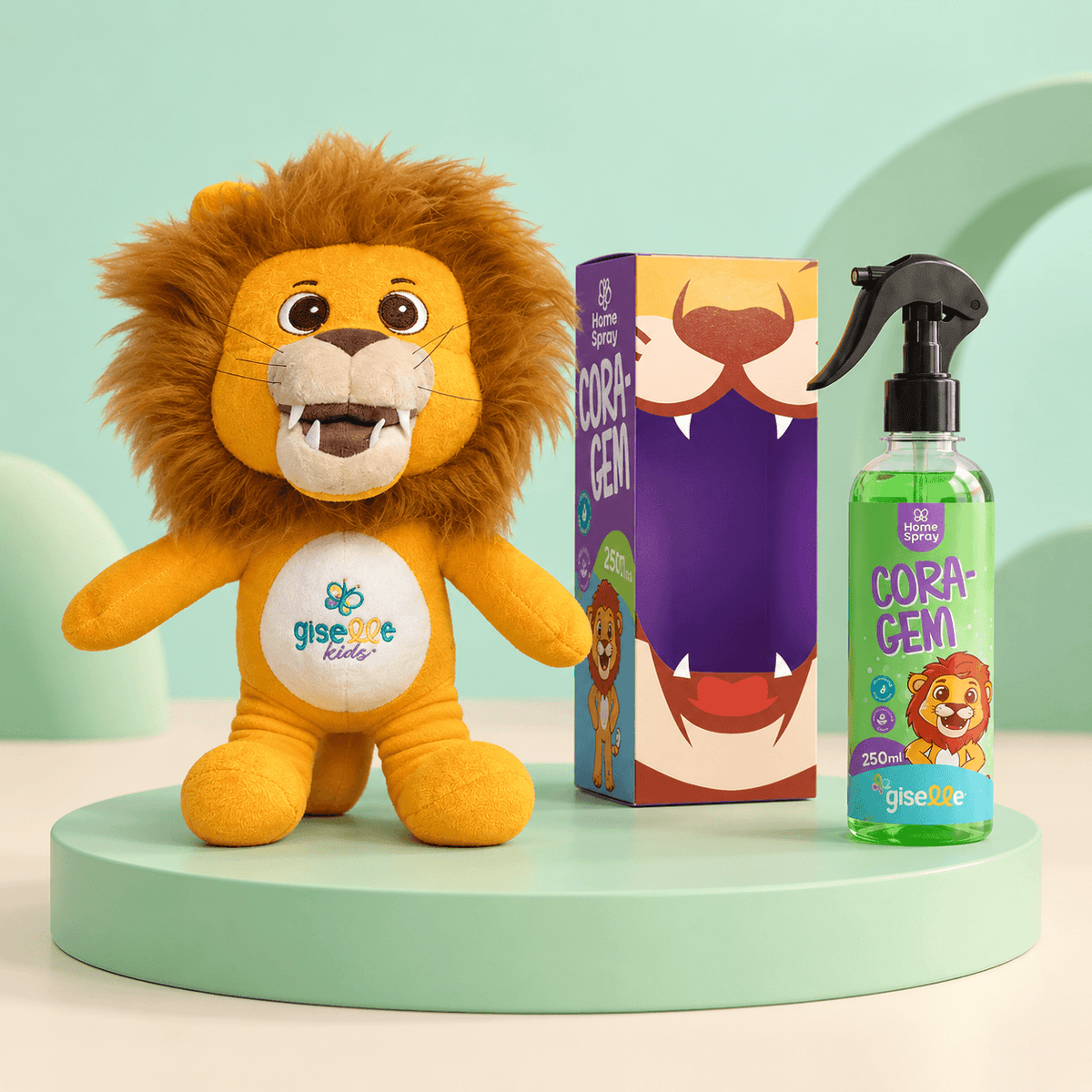 Kit Leão: Mascote Leão OTTO e Home Spray da Coragem